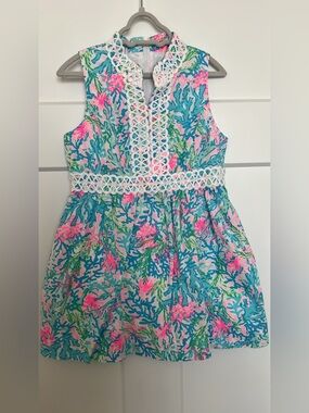 EEUC - Lilly Pulitzer Girl's Franci Mini Multi Coral Bay A-Line Dress - size 7
